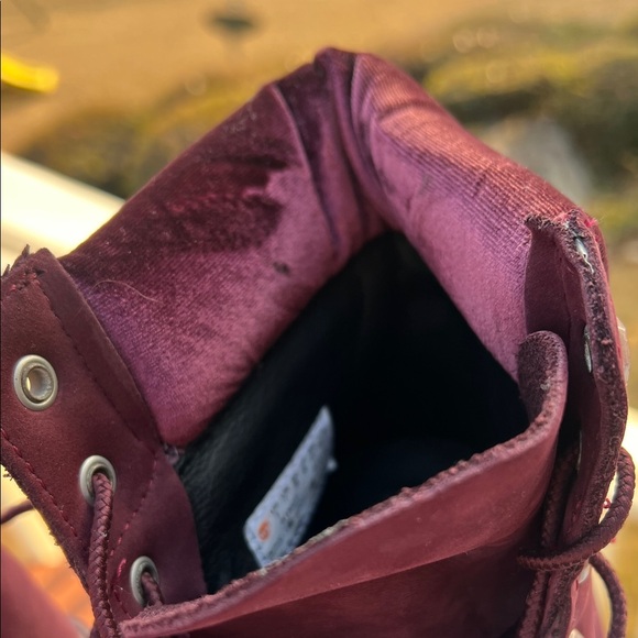 Limited Edition Burgandy Velvet Timberland Boots women's size 9 - Picture 10 of 11